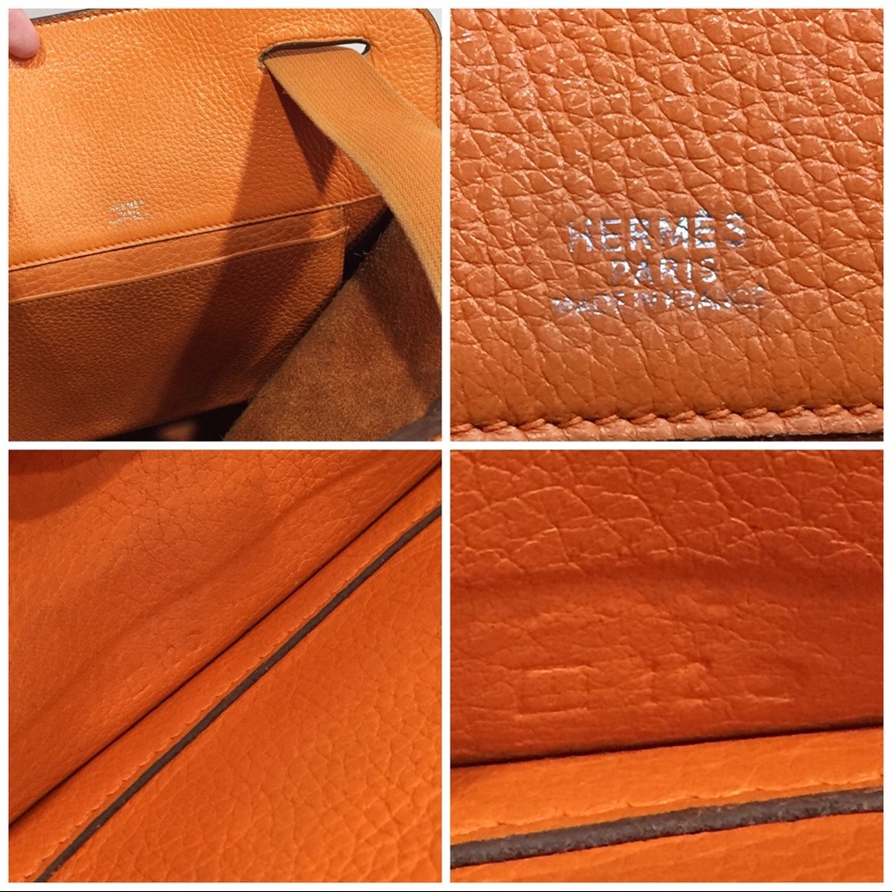 ❤️SOLD❤️Hermes Orange Clemence Leather Sherpa GM Backpack - Picture 15 of 16